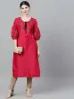 Magenta & Black Flock Design Straight Kurta