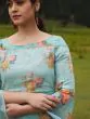 Pastel Green & Red Floral Print With Sequence Work Kurta