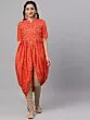 Orange & Gold Bandhani Printed Dhoti Design Kurta