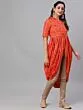 Orange & Gold Bandhani Printed Dhoti Design Kurta