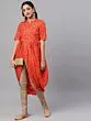 Orange & Gold Bandhani Printed Dhoti Design Kurta