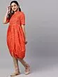 Orange & Gold Bandhani Printed Dhoti Design Kurta