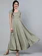 Grey Zari Worked Flared Maxi Dress