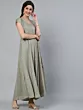 Grey Zari Worked Flared Maxi Dress