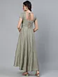 Grey Zari Worked Flared Maxi Dress
