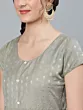Grey Zari Worked Flared Maxi Dress
