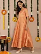 Women Peach Jacquard Flared Maxi Dress