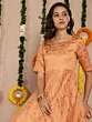 Women Peach Jacquard Flared Maxi Dress