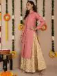 Pink & Gold Jacquard Zari Work Straight Kurta
