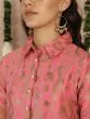 Pink & Gold Jacquard Zari Work Straight Kurta