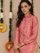 Pink & Gold Jacquard Zari Work Straight Kurta