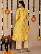 Yellow & Gold Jacquard Zari Work Button Down A-Line Kurta