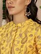 Yellow & Gold Jacquard Zari Work Button Down A-Line Kurta