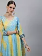 Women Leheriya Blue Embroidered Flared Maxi Dress