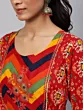 Red Maxi Dress With Embroidered Yoke