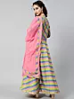 Pink & Green Leheriya Print Maxi Dress With Dupatta