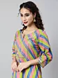 Pink & Green Leheriya Print Maxi Dress With Dupatta