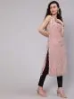 Women Peach Fur Lycra Straight Kurta