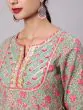 Pastle Green & Pink Floral Printed Anakali With Lace Work