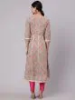 Pastle Green & Pink Floral Printed Anakali With Lace Work