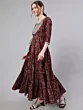 Maroon Floral Print Maxi Dress