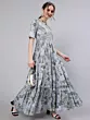 Blue Floral Print Maxi Dress