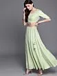 Green & Golden Woven Design Ready To Wear Lehenga & Blouse With Dupatta