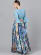 Blue Digital Print Lehenga With Blouse