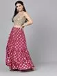 Magenta & Gold Lehanga Choli And Dupatta With Ruffled