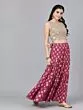 Magenta & Gold Lehanga Choli And Dupatta With Ruffled