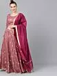 Mauve Foil Print Lehenga Choli With Banarasi Dupatta