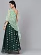 Mint And Dark Green Foil Print Organza Lehenga