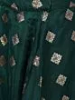 Mint And Dark Green Foil Print Organza Lehenga