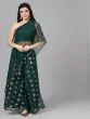 Dark Green Foil Print Lehenga With Blouse