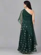 Dark Green Foil Print Lehenga With Blouse