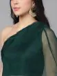 Dark Green Foil Print Lehenga With Blouse