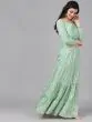 Sea Green Gold Foil Print Lehenga Blouse With Dupatta