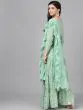 Sea Green Gold Foil Print Lehenga Blouse With Dupatta