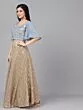 Grey & Gold Foil Print Lehenga Blouse With Dupatta