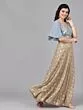Grey & Gold Foil Print Lehenga Blouse With Dupatta