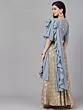 Grey & Gold Foil Print Lehenga Blouse With Dupatta
