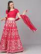 Pink & Silver Printed Lehenga Blouse With Dupatta