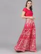 Pink & Silver Printed Lehenga Blouse With Dupatta