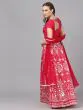 Pink & Silver Printed Lehenga Blouse With Dupatta