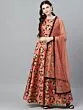 Rose Gold & Black Flock Design Lehenga Choli With Net Dupatta