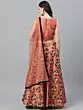 Rose Gold & Black Flock Design Lehenga Choli With Net Dupatta