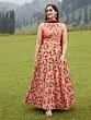 Rose Gold & Black Flock Design Lehenga Choli With Net Dupatta