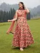Rose Gold & Black Flock Design Lehenga Choli With Net Dupatta