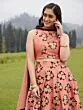 Rose Gold & Black Flock Design Lehenga Choli With Net Dupatta