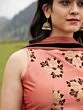 Rose Gold & Black Flock Design Lehenga Choli With Net Dupatta